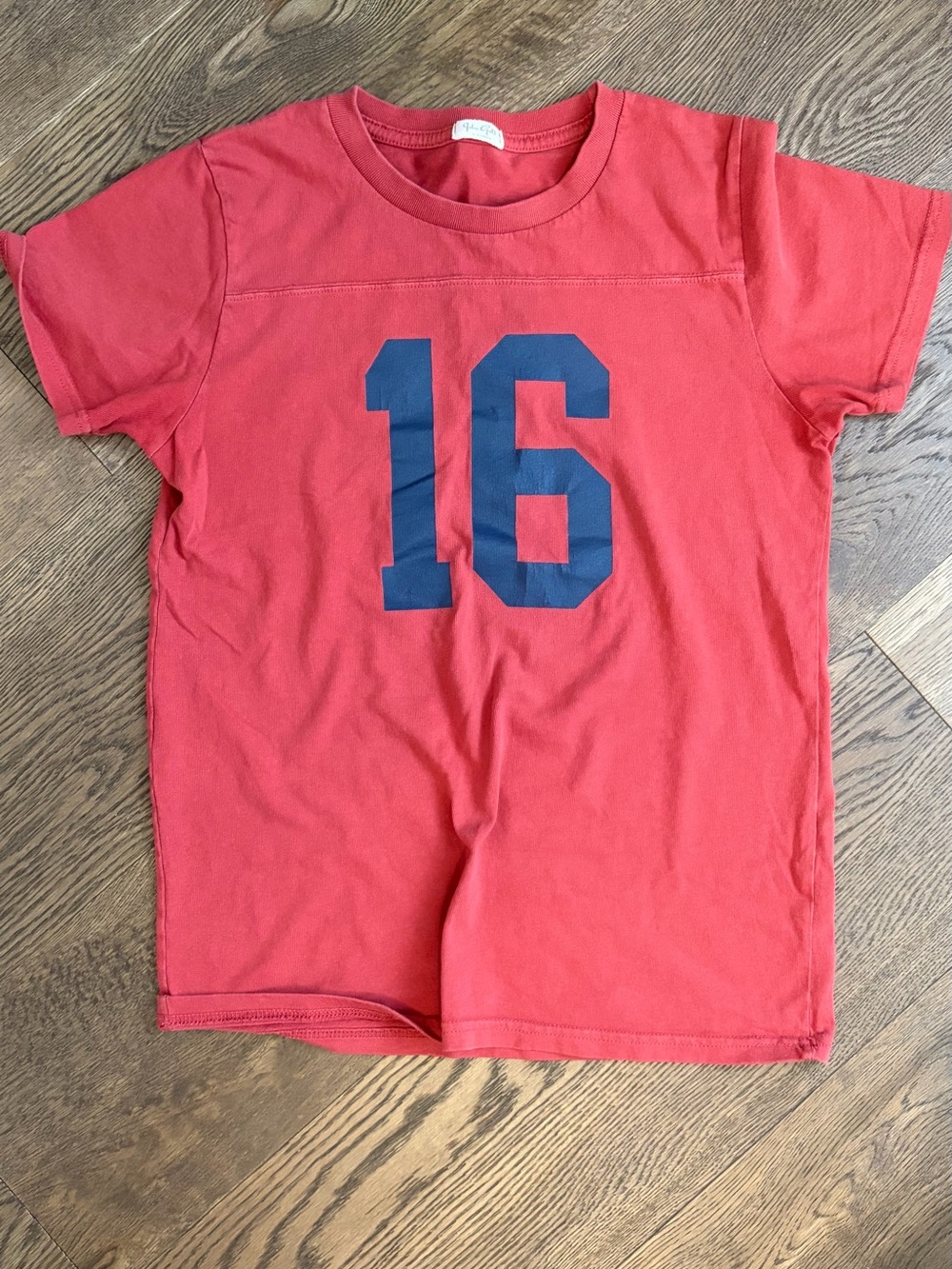 Brandy Melville Red Short Sleeve Tee with Navy '16' Graphic